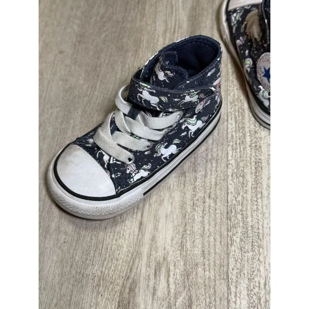 Converse All Star High Top Unicorn Toddler Sneakers Size 5 Lace‎ Up Hook & Loop.